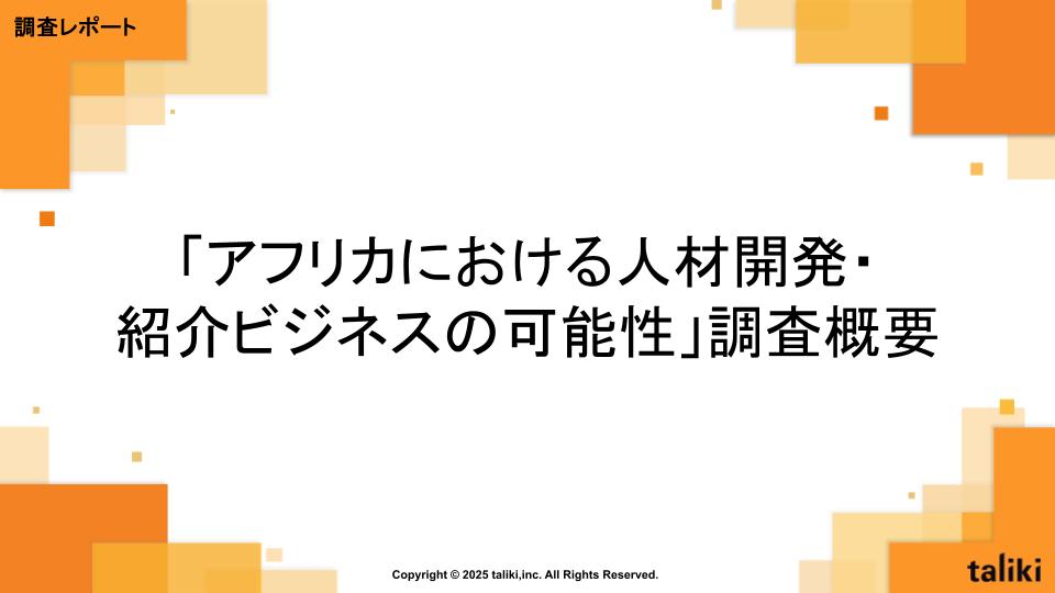 「アフリカにおける人材開発・ 紹介ビジネスの可能性」調査概要